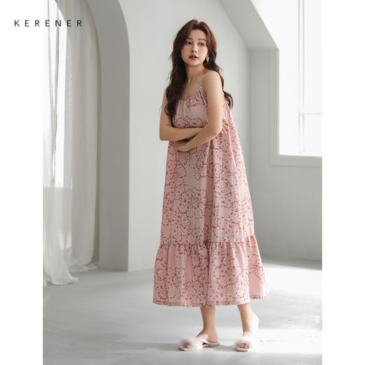 可人儿小众设计师新款泡泡绵女睡衣夏季少女吊带睡裙可外穿连衣裙 商品图4