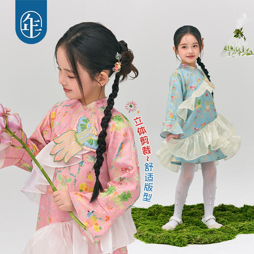 年衣童装旗袍连衣裙女童2025春新款中式公主裙子女大童浮光跃金连衣裙 商品图4