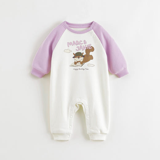 马克珍妮宝宝萌趣松鼠撞色连体衣婴儿哈衣爬服2025春款新品250077 商品图1