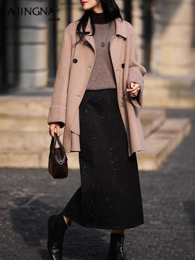 【西式立裁】阿菁娜设计感松紧腰闪亮优雅半身裙F30C213009