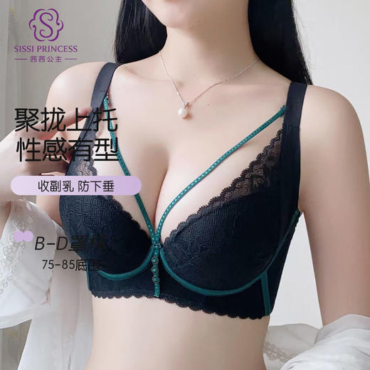 丝语法式性感云感棉文胸 茜茜公主聚拢小胸显大性感上托防下垂中厚杯文胸收副乳内衣女 商品图1