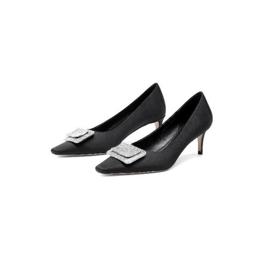 【云粉节】BF楼westory25年春季小方头中跟闪钻方扣通勤宴会浅口单鞋 商品图1