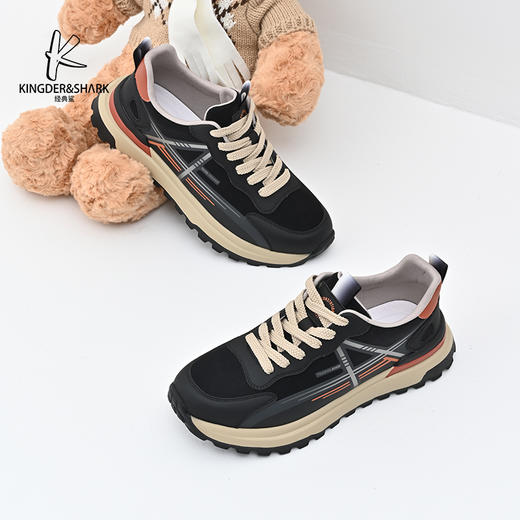 经典鲨2025年春季新款男士系带平底休闲鞋跑步鞋KW222-513061 商品图2