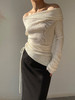 CINNAMON｜54910022 露肩解构针织上衣 [ 月白 ] 商品缩略图0