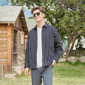 半身缘男装 春季纯棉条纹立体显高显瘦舒适衬衫251212P01012033