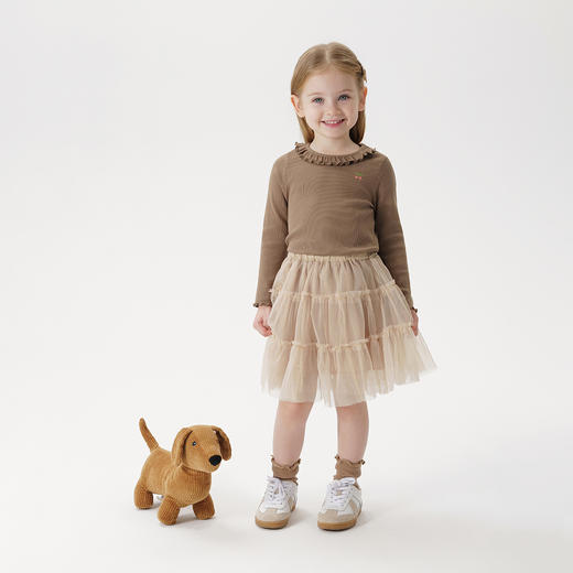 马克珍妮女童花边领弹力打底衫 宝宝T恤上衣2025年春装新款250237 商品图2