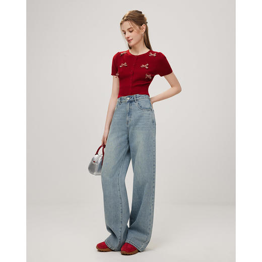 IEF/爱依服2025高个子裤子 春季 港式复古休闲风百搭牛仔阔腿裤BG4647 商品图3