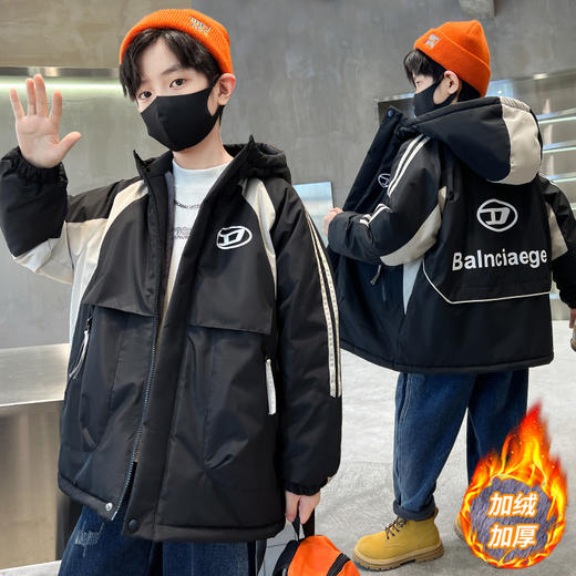 儿童装男童冲锋衣加棉冬装2024新款加厚中大童外套加绒秋冬季潮💕 商品图3