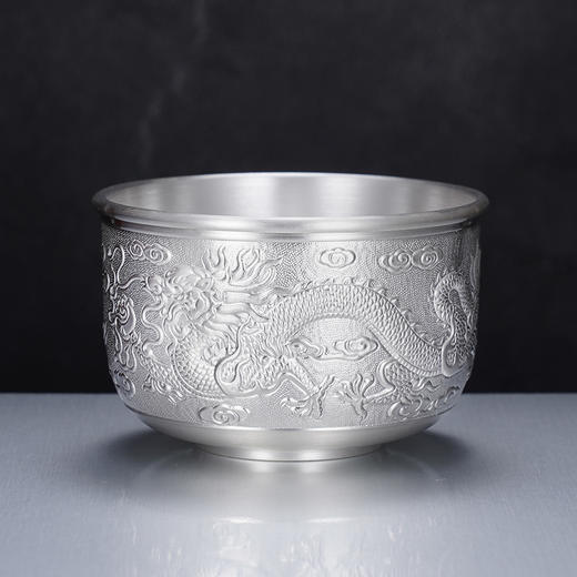 子佩集S999银【龙跃凤鸣】茶杯摆件纯银【DLCB002】茶具亮面大杯摆件2501 商品图0