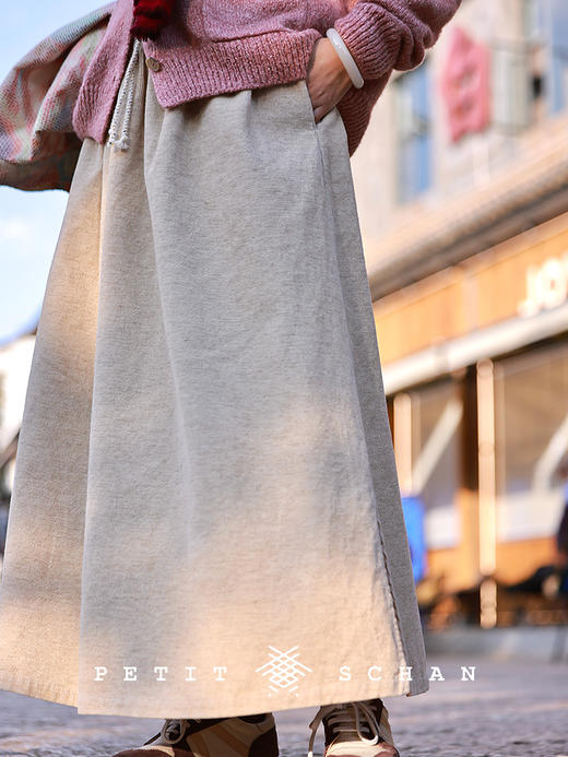 PETIT SCHAN小闪 CLO#719 Slow it down 慢一拍 棉麻灯芯绒松紧腰A字伞裙 商品图1