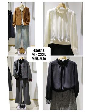 486813前短后长花边衬衫