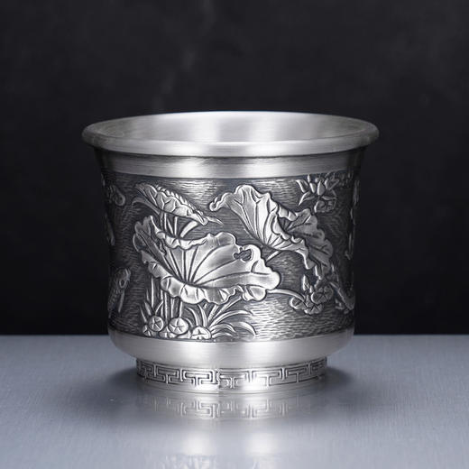 子佩集S999银【鱼戏荷香】茶杯纯银【DLCB013】茶具仿古高杯2501 商品图2