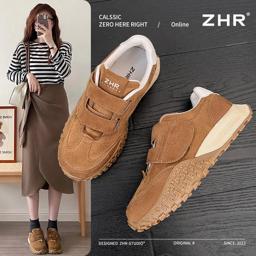 ZHR则则增高魔术贴休闲鞋厚底耐磨女鞋春季新款ins百搭运动休闲鞋 商品图1