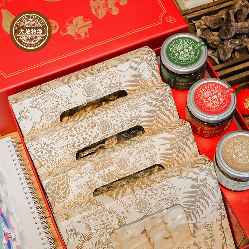 大地物源 新年高档礼盒年货野生菌酱松茸饼干 云南菌菇礼盒特产