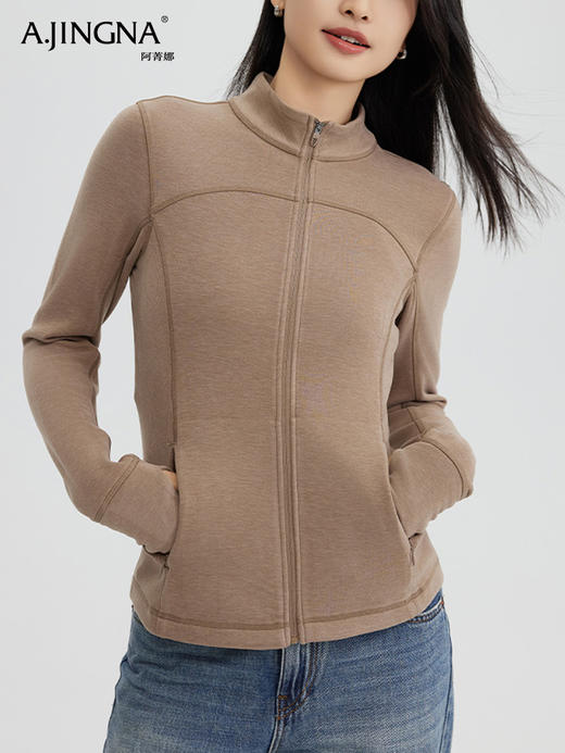 【黑科技锁温】阿菁娜双色羊绒时尚修身拉链微塑形外套F30C207010 商品图2