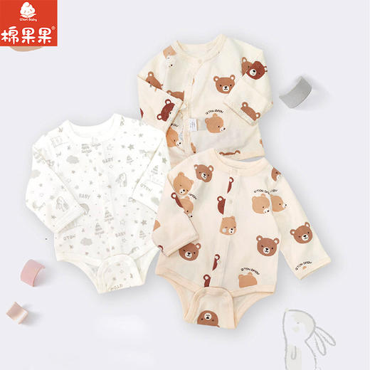 棉果果春季新品商场同款男童女童5A抗菌对开三角连体衣M101712225017 商品图0