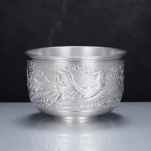 子佩集S999银【龙跃凤鸣】茶杯摆件纯银【DLCB002】茶具亮面大杯摆件2501 商品图3