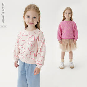 马克珍妮女童爱心花朵宽松卫衣宝宝圆领上衣2025年春装新款250217