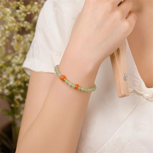 玉玲珑手链 中国风和田玉玛瑙S925银手链手串送女友礼物MEMORA诗普琳NB904601 商品图2