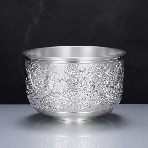 子佩集S999银【龙跃凤鸣】茶杯摆件纯银【DLCB002】茶具亮面大杯摆件2501 商品图2