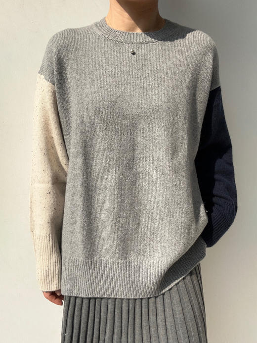 Puree｜#1966 color block crewneck 三色圆领套头羊绒毛衣  [混色] 商品图4