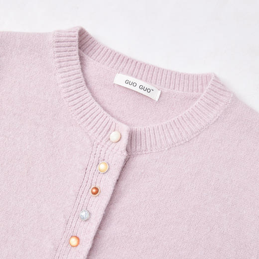 西遇红色短款针织开衫女新款战袍小香风圆领外套D0044194 商品图5