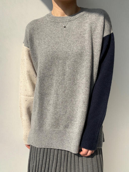 Puree｜#1966 color block crewneck 三色圆领套头羊绒毛衣  [混色] 商品图8