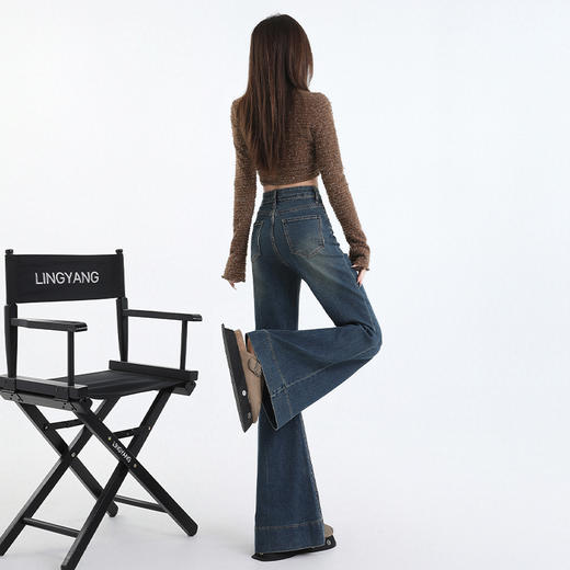 西遇显瘦高腰微喇裤女春季新款美式休闲小个子修身牛仔裤SS150002 商品图4