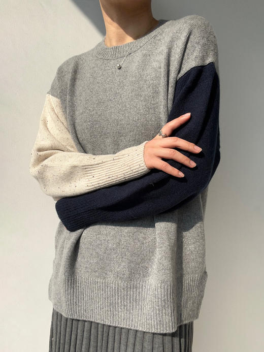 Puree｜#1966 color block crewneck 三色圆领套头羊绒毛衣  [混色] 商品图7