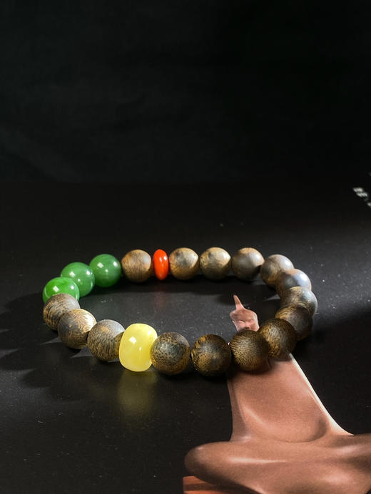 XY0046原创沉香DIY圆珠手串蜜蜡碧玉 商品图5