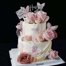 1027CAKE | 鲜花蝴蝶蛋糕  双层 氛围感