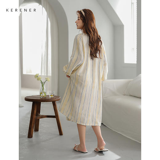 可人儿小众设计新款泡泡绵女士睡裙春秋长袖少女睡衣可外穿连衣裙 商品图3