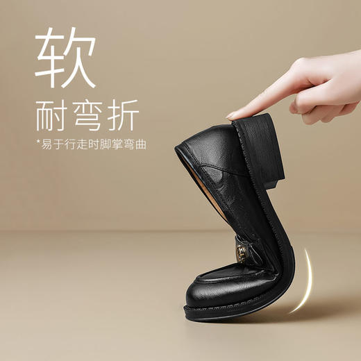 ZHR玫瑰扣饰乐福鞋女2025春季新款复古英伦风单鞋一脚蹬小皮鞋子 商品图4
