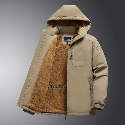 冬季加绒加厚防水透气男士户外休闲冲锋衣夹克大码中长款外套 商品图3