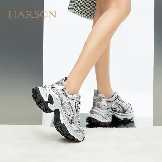 HARSON  【 B3F 】   哈森2025春季新品女鞋厚底网面老爹鞋潮流个性休闲运动鞋HCS251605 商品图1