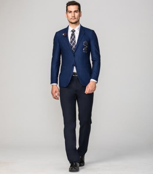 占姆士男士西装外套男印花休闲春秋季商务西装 商品图0