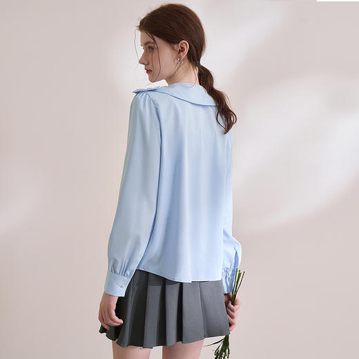 设计感娃娃领蝴蝶结绑带衬衫女气质垂感泡泡袖衬衣V0250137 商品图4