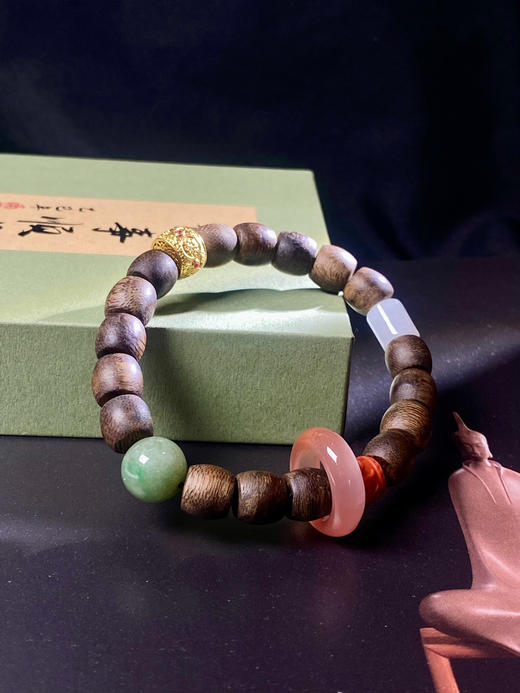 XY0107原创沉香DIY老型珠手串18K金南红老型珠翡翠冰飘南红跑环 商品图0