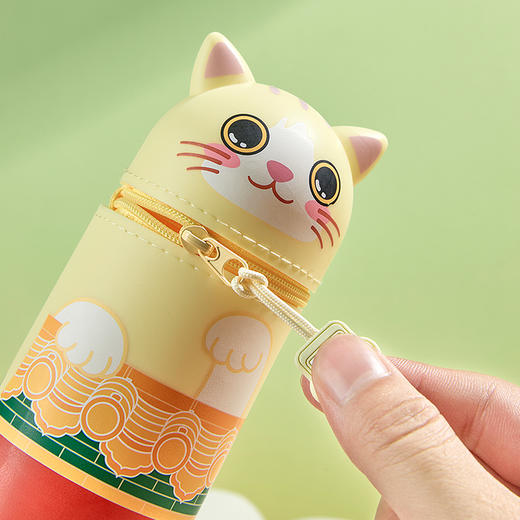 宫猫出游硅胶笔筒 萌物笔筒 吉祥小猫纪念品礼物 商品图2