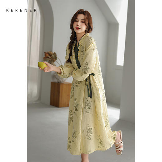 可人儿小众设计新款泡泡绵女士睡裙春秋长袖少女睡衣可外穿连衣裙 商品图2