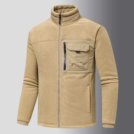 秋冬季摇粒绒卫衣 男士厚款运动休闲立领抓绒外套加大码 商品图1