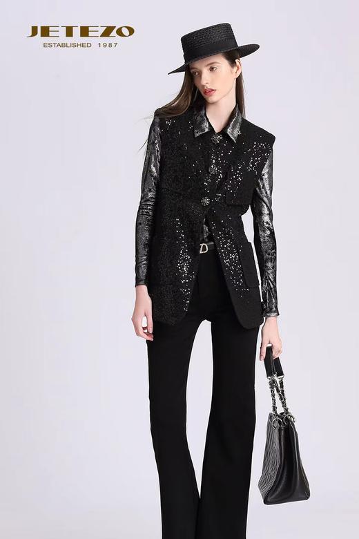 裘堤婼JETEZO暗夜刺绣亮片酷雅马甲BD15001Y1 商品图1