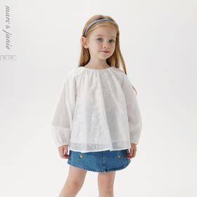 马克珍妮女童绣花泡泡袖衬衫 宝宝衬衣上衣2025年春装新款550331