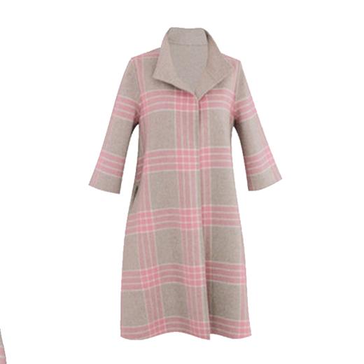 163C087--粉色纯羊毛双面呢中袖大衣--《乌鲁克雪花石膏大瓶》-《两河文明》 商品图4