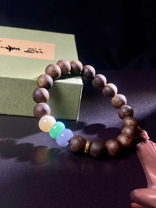 新年礼🎁沉香DIY手串三彩翡翠18K金 商品图0