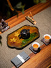 0591【国企严选，山海食材】【瓷漆器茶盘】非遗技艺大漆流金枫叶小茶台 福州茶盘家用黑檀木茶室装饰大小号壶承干泡 分享盘/00210016B 商品缩略图1