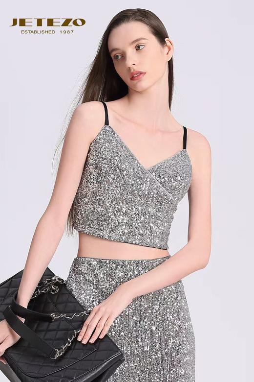 裘堤婼JETEZO璀璨星河银线密织背心BD15001F2 商品图0