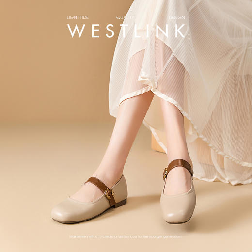 西遇圆头玛丽珍鞋女新款复古配裙子单鞋平底白色小皮鞋V0356276 商品图3