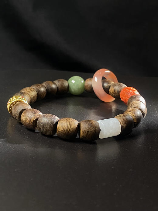 XY0107原创沉香DIY老型珠手串18K金南红老型珠翡翠冰飘南红跑环 商品图5