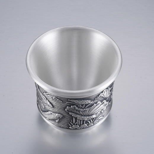 子佩集S999银【鱼戏荷香】茶杯纯银【DLCB013】茶具仿古高杯2501 商品图4